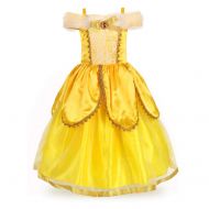 Pettigirl Belle Costume for Girls Yellow Princess Dress Party Christmas Halloween Cosplay Dress up