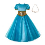 Pettigirl Girls Sequin Princess Costume Dress up with Necklace