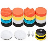 Petutu Car Foam Drill Polishing Pad Kit 22 PCS, 3 Inch Buffing Pads