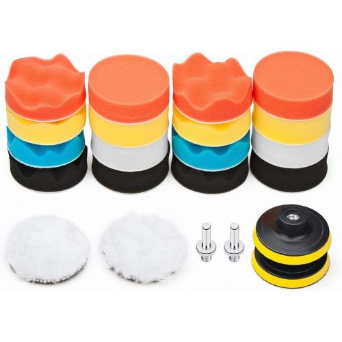  Petutu Car Foam Drill Polishing Pad Kit 22 PCS, 3 Inch Buffing Pads