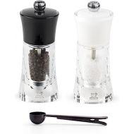 Peugeot Molene White Salt & Black Pepper Mill Gift Set, 5.5-Inch, With Stainless Steel Spice Scoop/Bag Clip
