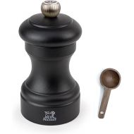 Peugeot Bistro 4 Inch Salt Mill Gift Set, Black Matte - With Wooden Spice Scoop