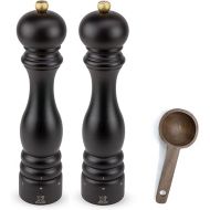 Peugeot Paris u'Select 6 Setting Manual beechwood Salt & Pepper Mill Set With Wooden Spice Scoop Made In France (Chocolate, 10.75- Inch)