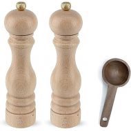Peugeot Paris U'Select 9-Inch Salt & Pepper Mill Gift Set, Natural Beechwood - With Wooden Spice Scoop