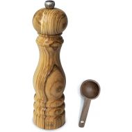 Peugeot Paris Olivier Pepper Mill Gift Set Olive Wood - With Wooden Scoop (9 -Inch, Pepper Mill w/Scoop)