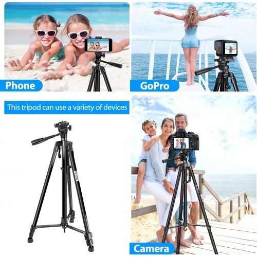  PEYOU 62 Phone Tripod Stand, Aluminum Lightweight Tripod for Camera and Phone, Cell Phone Tripod with Remote Shutter, Phone Mount Holder and Carry Bag, Compatible with Smartphone &
