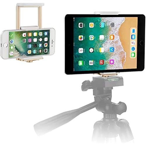  [아마존베스트]PEYOU Compatible for iPhone iPad Tripod Mount Adapter, Universal 2 in 1 Mount Holder for Smartphone (Width 2.2-3.3), Tablet (Width 4.3-7.3) with Wireless Remote, for Monopod Selfie