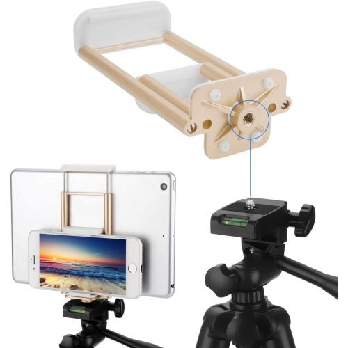  [아마존베스트]PEYOU Compatible for iPhone iPad Tripod Mount Adapter, Universal 2 in 1 Mount Holder for Smartphone (Width 2.2-3.3), Tablet (Width 4.3-7.3) with Wireless Remote, for Monopod Selfie