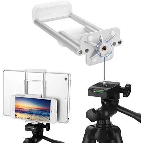  [아마존베스트]PEYOU Compatible for iPhone iPad Tripod Mount Adapter, Universal 2 in 1 Mount Holder for Smartphone (Width 2.2-3.3), Tablet (Width 4.3-7.3) with Wireless Remote, for Monopod Selfie