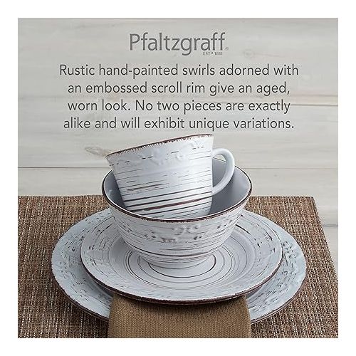  Pfaltzgraff Trellis White 16-Piece Dinnerware Set, Service for 4, Distressed White