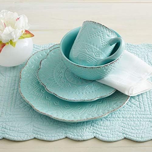  Pfaltzgraff Remembrance Teal 32 Piece Dinnerware Set, Service for 8