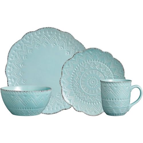  Pfaltzgraff Remembrance Teal 32 Piece Dinnerware Set, Service for 8