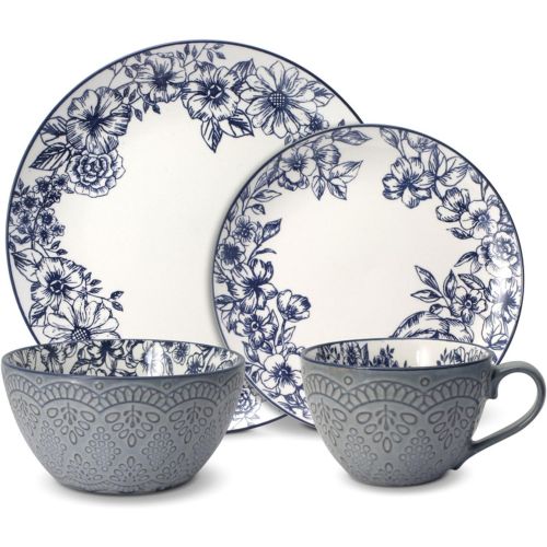  Pfaltzgraff Gabriela Blue 16-Piece Dinnerware Set, Service for 4