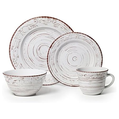  [아마존베스트]Pfaltzgraff Trellis 16-Piece Dinnerware Set, Service for 4, Distressed White