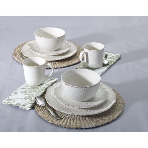  [아마존베스트]Pfaltzgraff Chateau Cream 16-Piece Stoneware Dinnerware Set, Service for 4, Off White