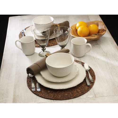  [아마존베스트]Pfaltzgraff Chateau Cream 16-Piece Stoneware Dinnerware Set, Service for 4, Off White