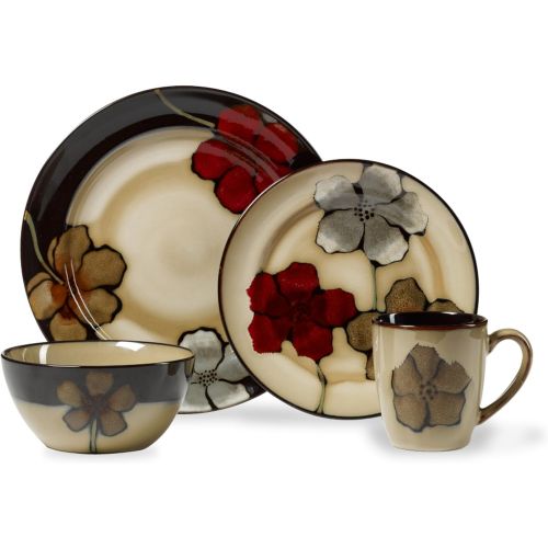  Pfaltzgraff Painted Poppies 16-Piece Stoneware Dinnerware Set, Service for 4