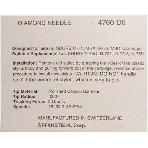  Pfansthiel PHONOGRAPH TURNTABLE NEEDLE FOR Zenith 56-641 142-200 N74C7 M74CSZ 760-D6