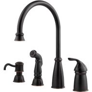 Pfister Avalon Kitchen Sink Faucet with Side Sprayer and Soap Dispenser, Single Handle, High Arc, Tuscan Bronze Finish, GT264CBY