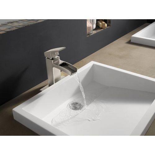  Pfister LG42DF0K Kenzo Single Control Waterfall 4 Centerset Bathroom Faucet in Brushed Nickel, Water-Efficient Model