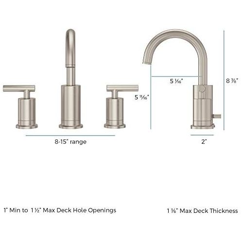  Pfister LG49NC1C Contempra 2-Handle 8 Inch Widespread Bathroom Faucet in Polished Chrome, Water-Efficient Model