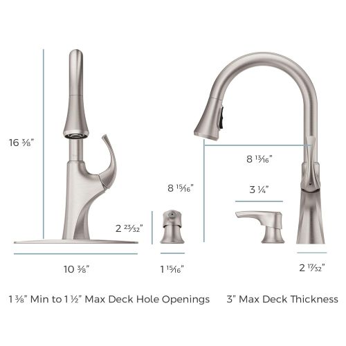  Pfister F-529-7MRGS Miri 1-Handle Pull-Down Kitchen Faucet Spot Defense Stainless Steel