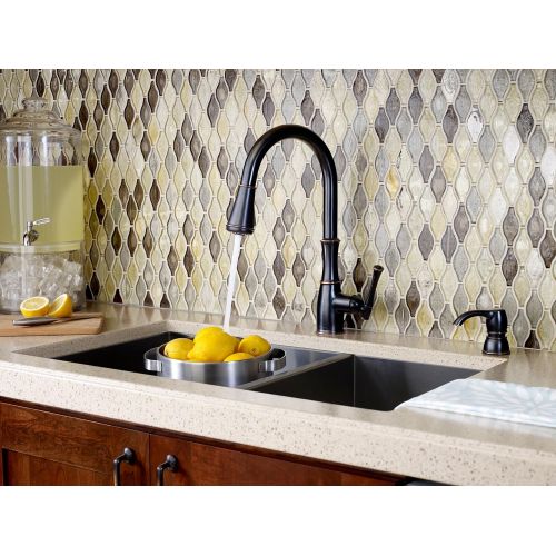  Pfister F5297WHY Wheaton 1-Handle Pull-Down Kitchen Faucet with Soap Dispenser, Tuscan Bronze