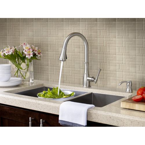  Pfister Wheaton 1-Handle Pull-Down Kitchen Faucet with Soap Dispenser, Stainless Steel