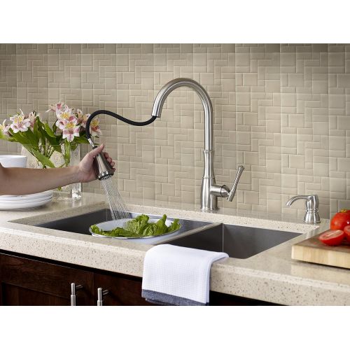  Pfister Wheaton 1-Handle Pull-Down Kitchen Faucet with Soap Dispenser, Stainless Steel