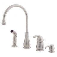 Pfister LG264DSS Treviso 1-Handle Kitchen Faucet with Side Spray & Soap Dispenser in Stainless Steel, Water-Efficient Model