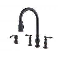 Pfister Hanover 2-Handle Pull-Down Kitchen Faucet with Soap Dispenser, Tuscan Bronze