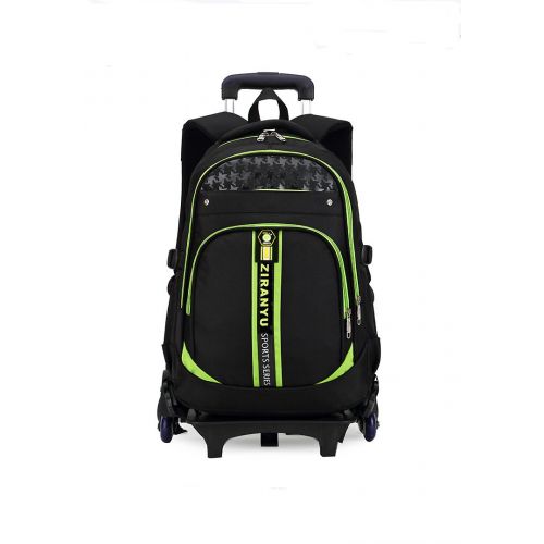  Rolling Backpack, Phaedra FU Trolley School Bags Backpack School Kids Rolling Backpack With 6 Wheels Climbing Stairs (Green)