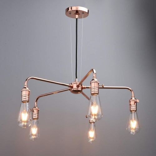  Phansthy Spider 5-Light Indoor Chandelier Pendant Light Fixture, Copper Finish