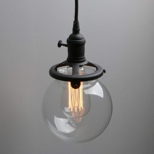  Phansthy Chandelier Light 3 Lights Industrial Pendant Light with 5.9 Inch Clear Glass Canopy