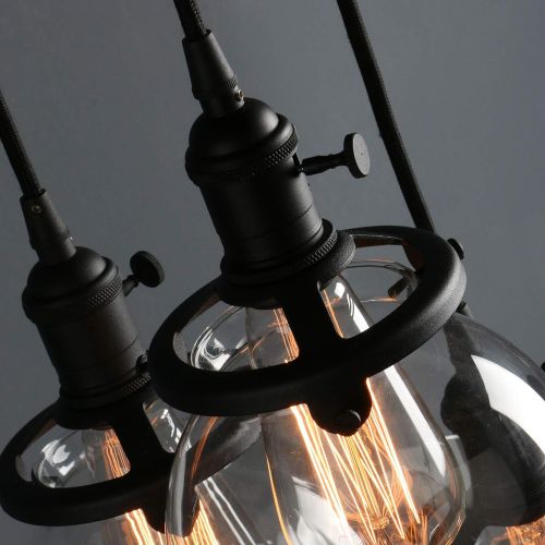  Phansthy Chandelier Light 3 Lights Industrial Pendant Light with 5.9 Inch Clear Glass Canopy
