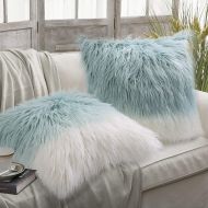 Set of 2 Throw pillow Covers Faux Fur Phantoscope Decorative New Luxury Series Merino Style Off White Faux Fur Throw Pillow Case Cushion Cover 18 x 18(Off White Pillow covers Only