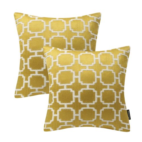  Set of 2 Phantoscope Decorative Polyester Cotton Jacquard Geometric Sofa Bed Home Living Throw Pillow Cushion Cover Size 18 x 18