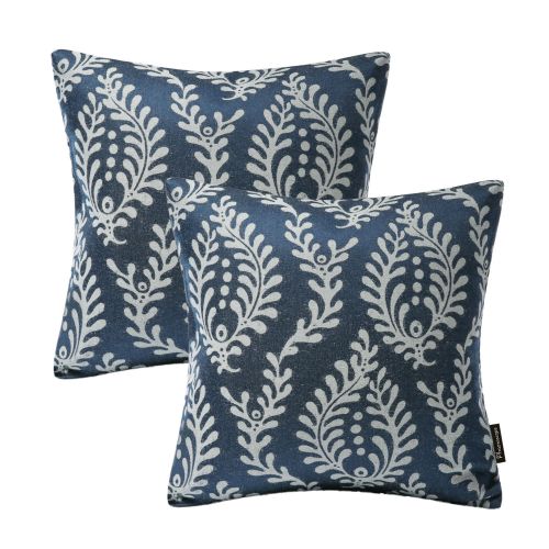  Set of 2 Phantoscope Decorative Polyester Cotton Jacquard Geometric Sofa Bed Home Living Throw Pillow Cushion Cover Size 18 x 18