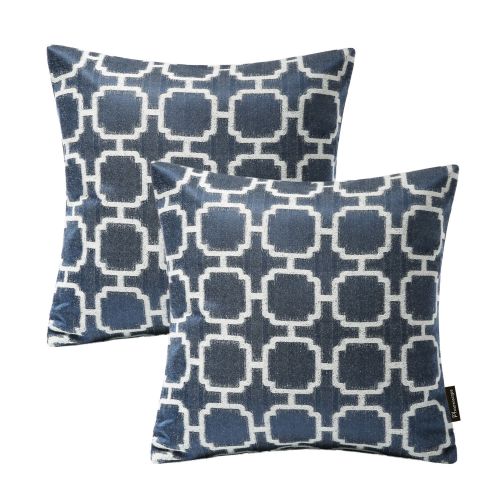  Set of 2 Phantoscope Decorative Polyester Cotton Jacquard Geometric Sofa Bed Home Living Throw Pillow Cushion Cover Size 18 x 18