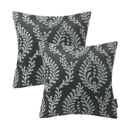  Set of 2 Phantoscope Decorative Polyester Cotton Jacquard Geometric Sofa Bed Home Living Throw Pillow Cushion Cover Size 18 x 18