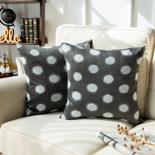  Set of 2 Phantoscope Decorative Polyester Cotton Jacquard Geometric Sofa Bed Home Living Throw Pillow Cushion Cover Size 18 x 18