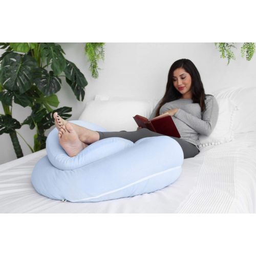  [아마존베스트]PharMeDoc Pregnancy Pillow with Jersey Cover, C Shaped Full Body Pillow (Light Blue)