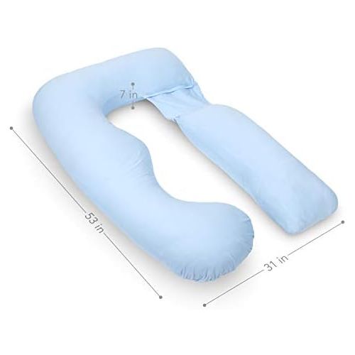  [아마존베스트]PharMeDoc Pregnancy Body Pillow Cover - Replacement U Shaped Body Pillow - Detachable Extension - Cover Only - Available in Grey, Light Blue, Light Pink, Stars