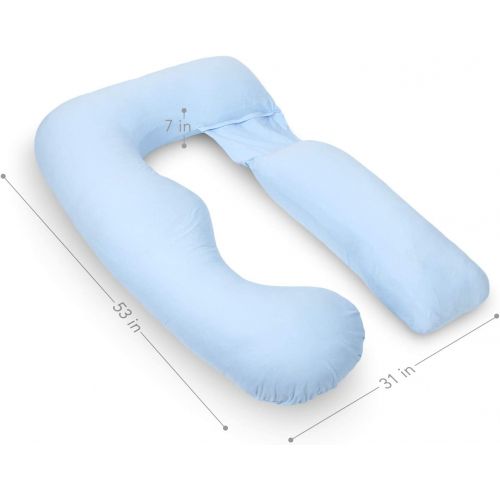  [아마존베스트]PharMeDoc Pregnancy Body Pillow Cover - Replacement U Shaped Body Pillow - Detachable Extension - Cover Only - Available in Grey, Light Blue, Light Pink, Stars