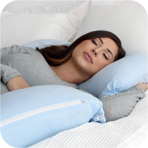  [아마존베스트]PharMeDoc Pregnancy Body Pillow Cover - Replacement U Shaped Body Pillow - Detachable Extension - Cover Only - Available in Grey, Light Blue, Light Pink, Stars