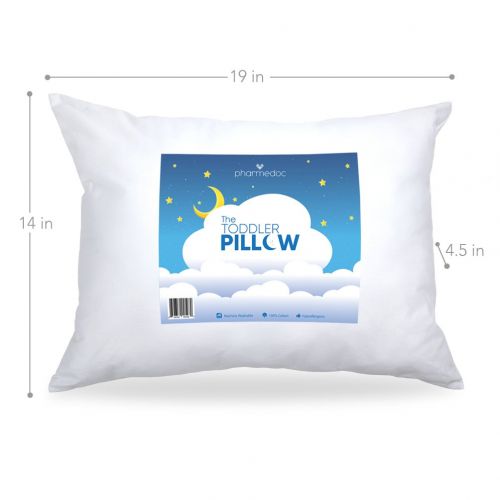  PharMeDoc Toddler Pillow for Kids 14 x 19 inch - No Pillowcase Needed - Machine Washable