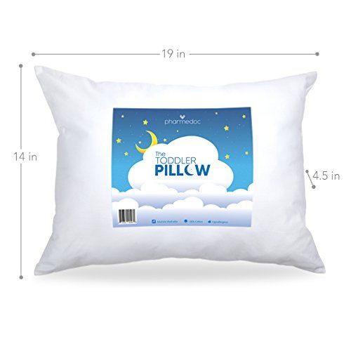  PharMeDoc Toddler Pillow for Kids 14 x 19 inch - No Pillowcase Needed - Machine Washable