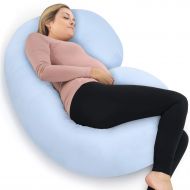 PharMeDoc Pregnancy Pillow with Jersey Cover, C Shaped Full Body Pillow - Available in Grey, Blue, Pink, Mint Green