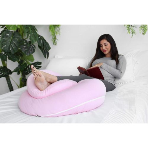  PharMeDoc Pregnancy Pillow with Jersey Cover, C Shaped Full Body Pillow - Available in Grey, Blue, Pink, Mint Green