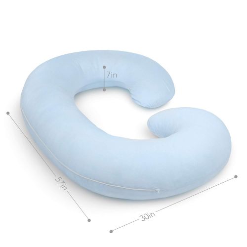  PharMeDoc Full Body Pregnancy Pillow - Maternity Pillow for Pregnant Women - C Shaped Body Pillow w100% Cotton Pillow Cover